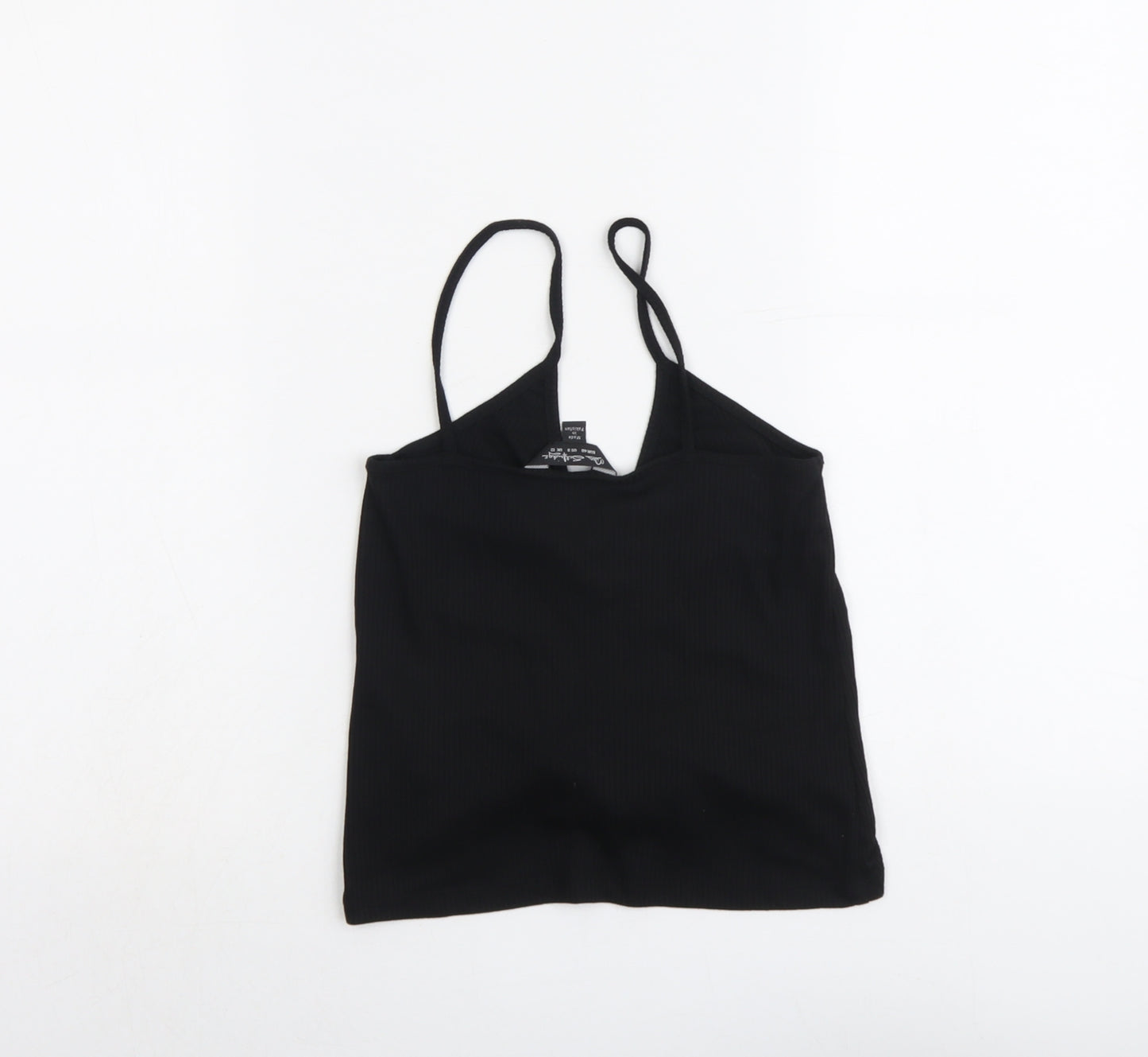 Miss Selfridge Womens Black Polyester Camisole Tank Size 12 Scoop Neck - Ruched Detail