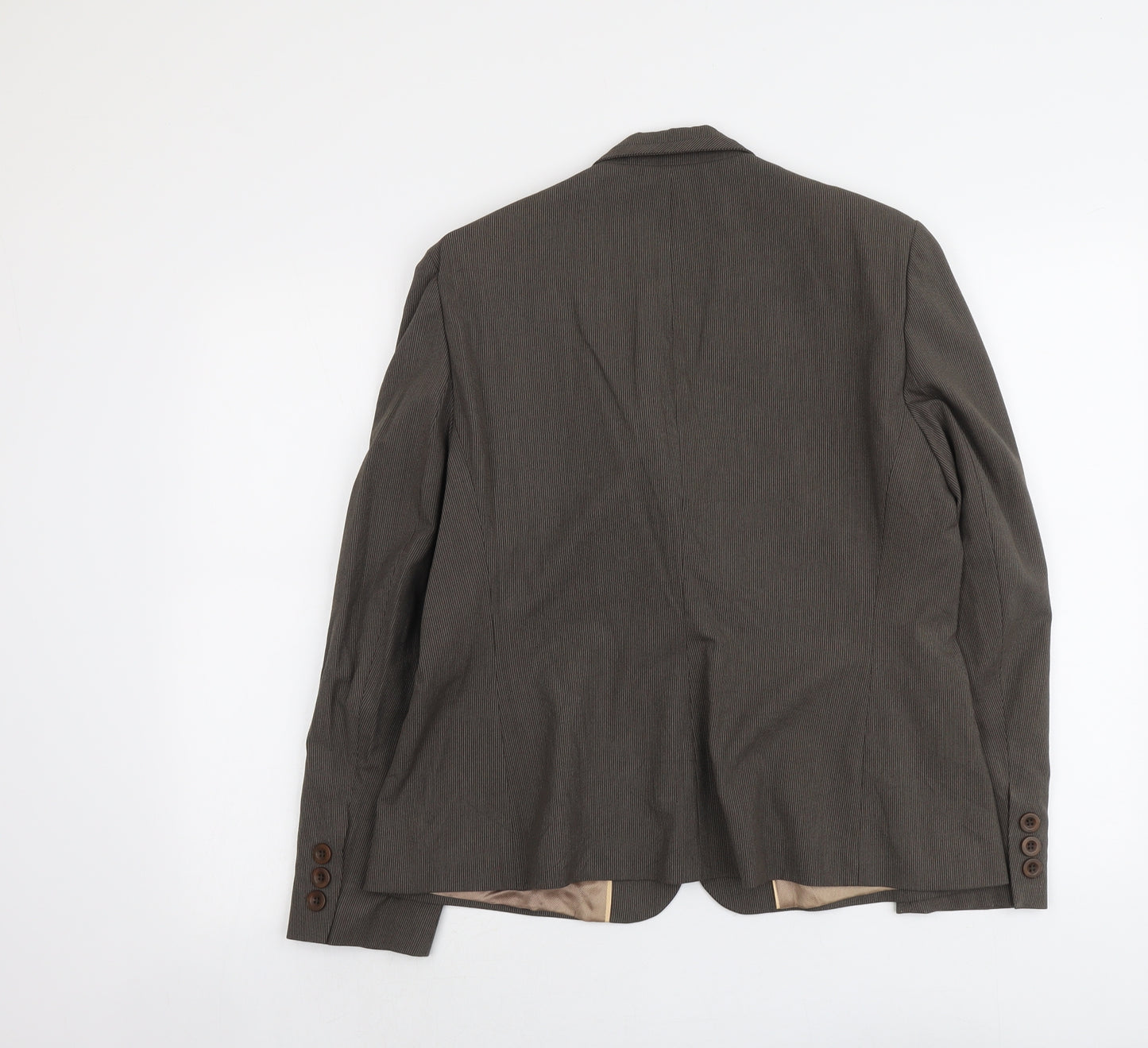 Autonomy Womens Brown Striped Polyester Jacket Suit Size 16