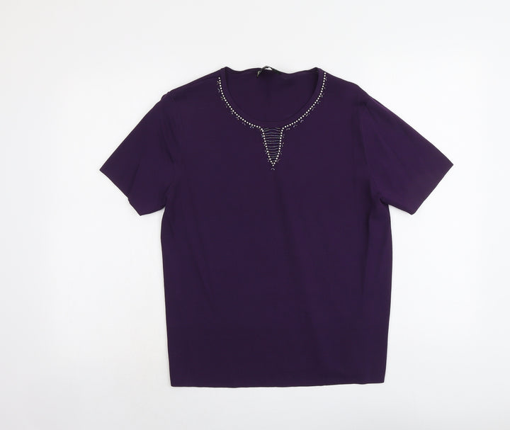 Casamia Womens Purple Round Neck Viscose Pullover Jumper Size M