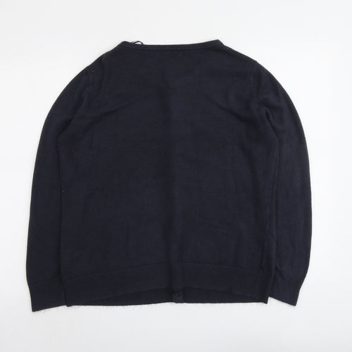 Bonmarché Womens Blue Round Neck Acrylic Cardigan Jumper Size S
