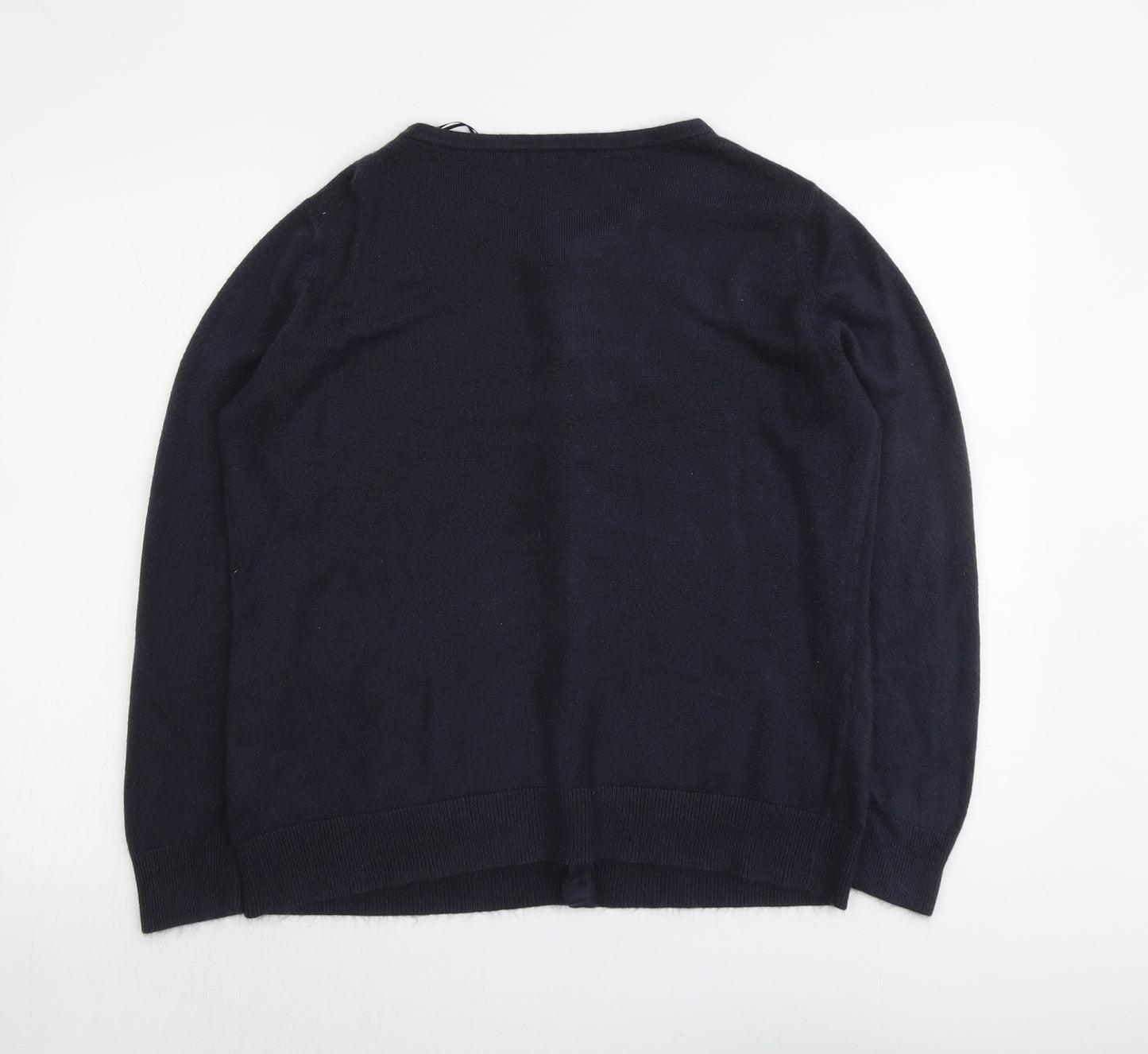 Bonmarché Womens Blue Round Neck Acrylic Cardigan Jumper Size S