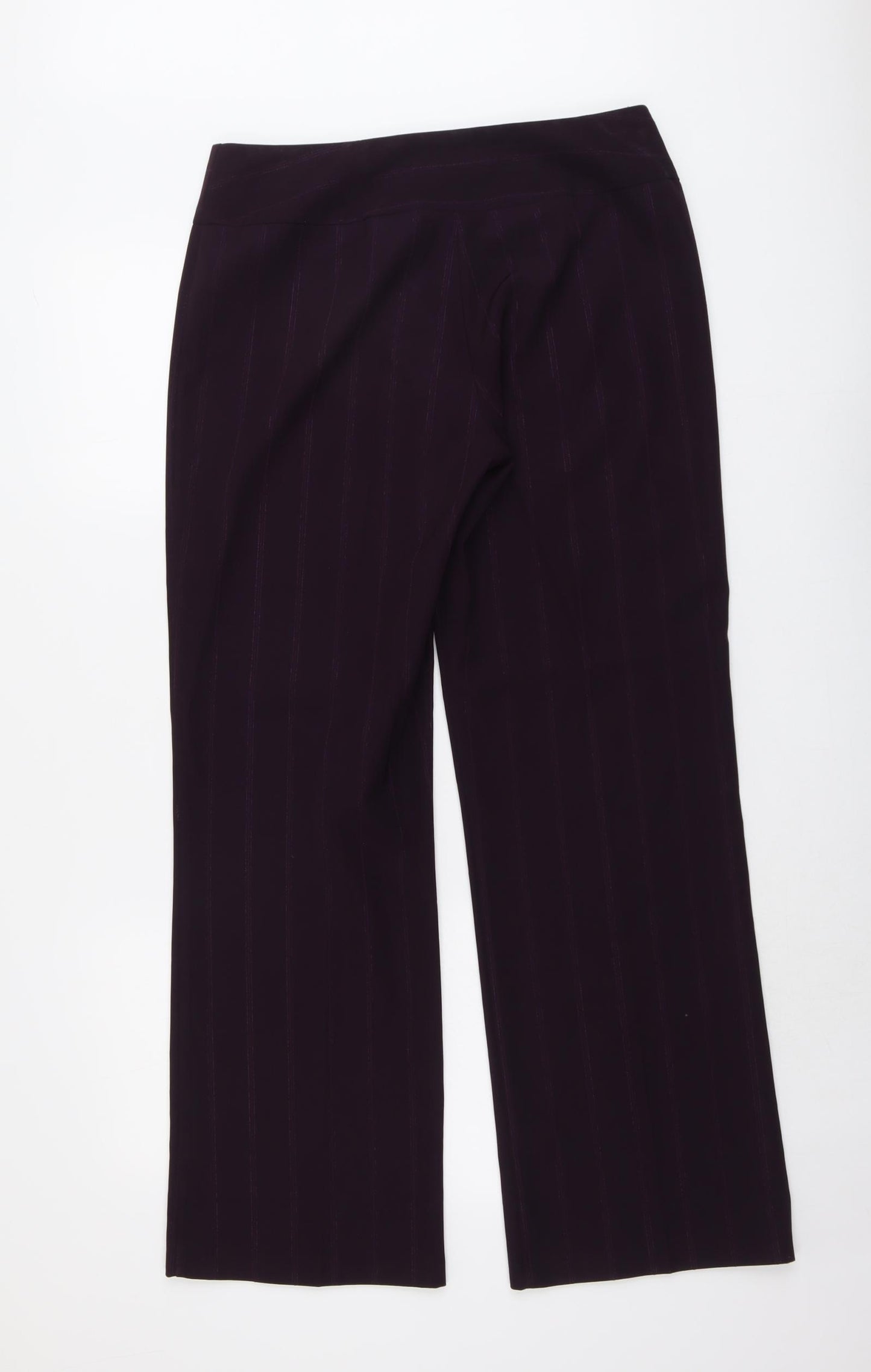 M&Co Womens Purple Polyester Trousers Size 12 L30 in Regular Button