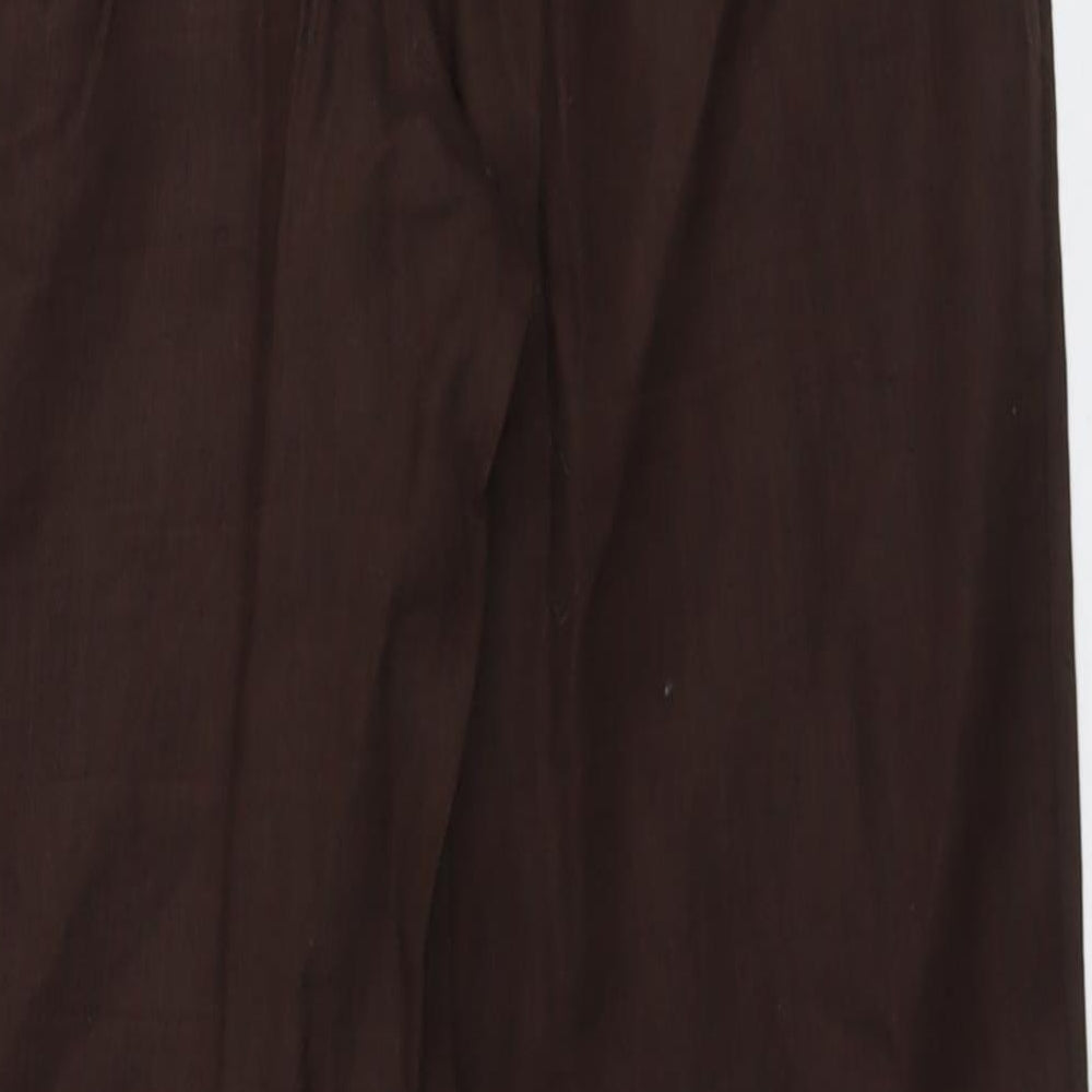 Marks and Spencer Womens Brown Linen Trousers Size 14 L30 in Regular Button