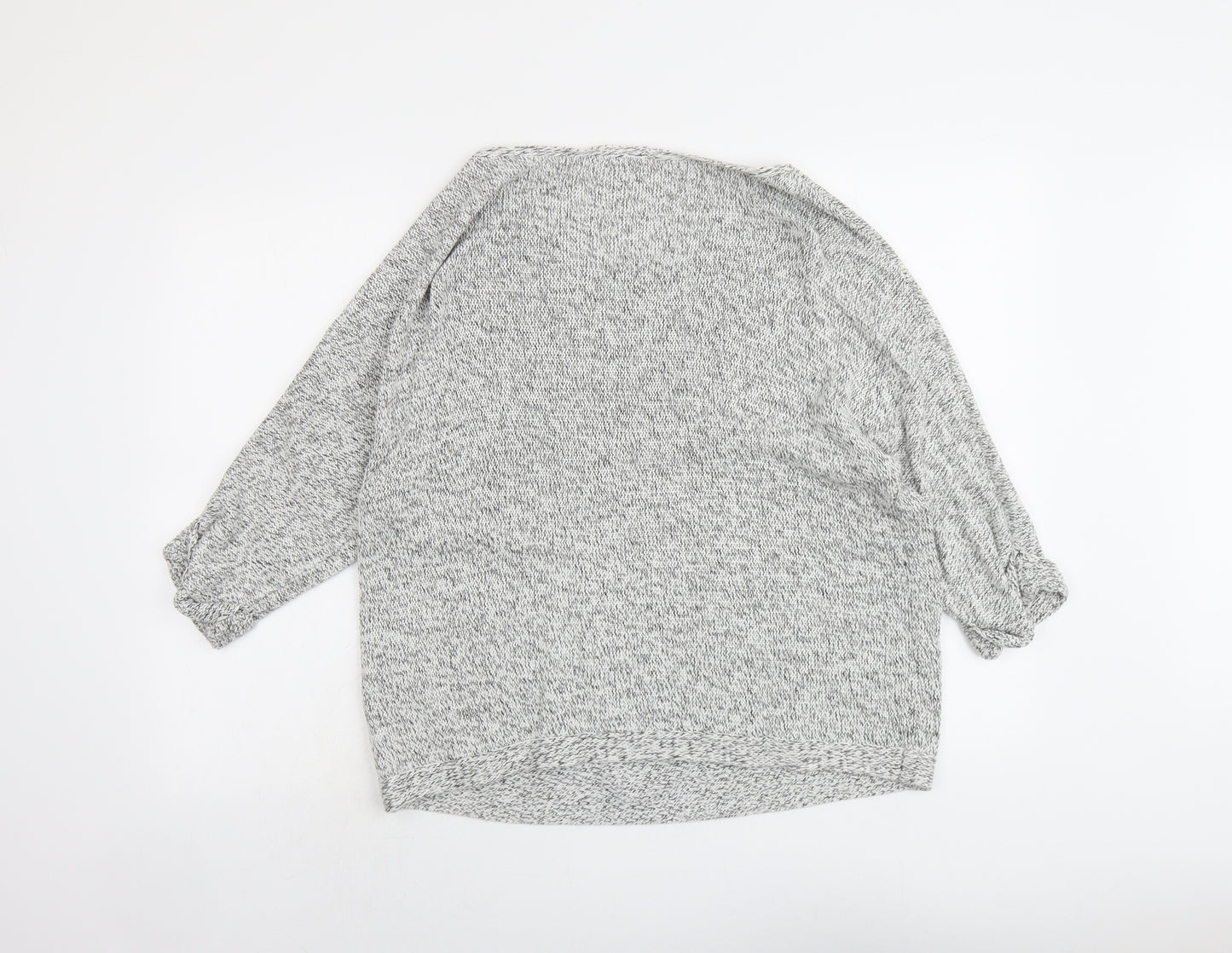 H&M Womens Grey V-Neck Cotton Pullover Jumper Size M