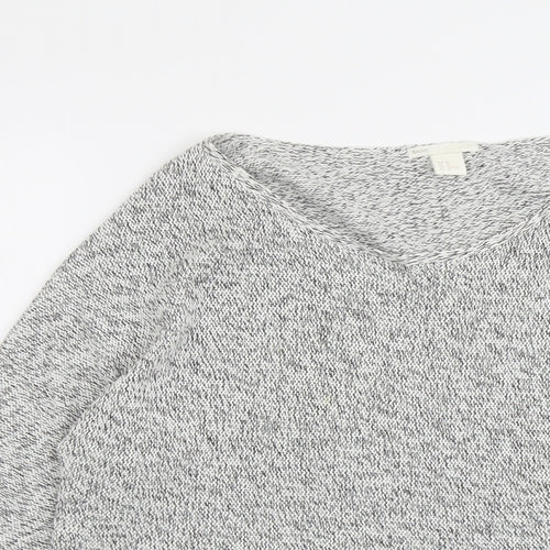 H&M Womens Grey V-Neck Cotton Pullover Jumper Size M