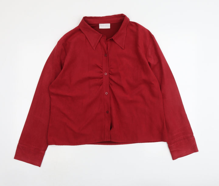 Offshoot Womens Red Polyester Basic Button-Up Size M Collared
