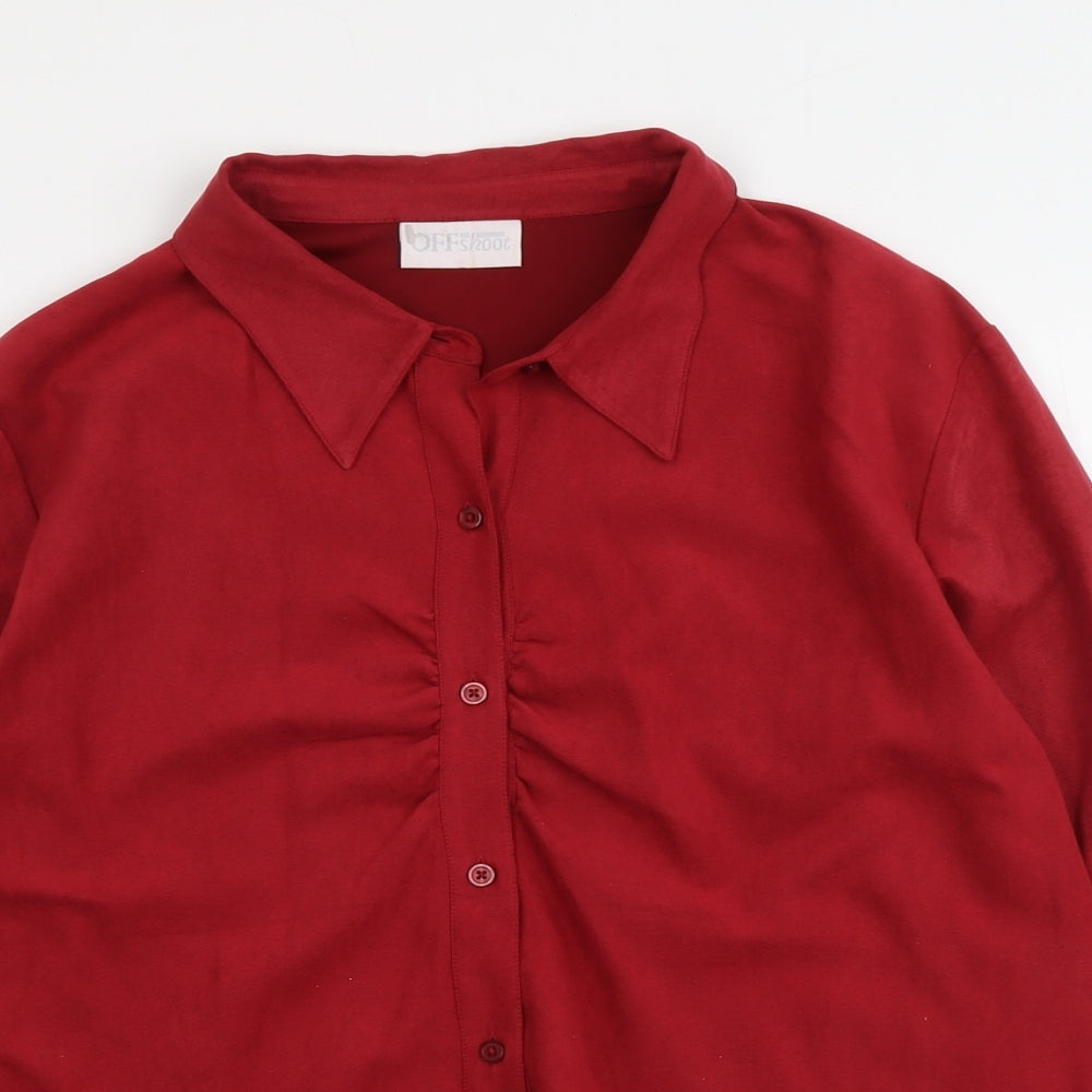 Offshoot Womens Red Polyester Basic Button-Up Size M Collared
