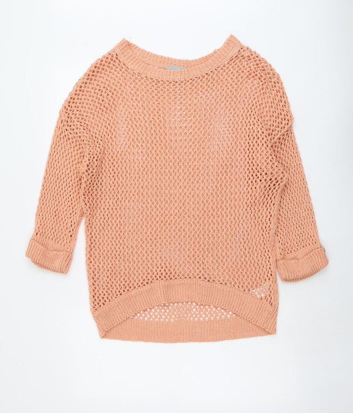 Wallis Womens Orange Round Neck Acrylic Pullover Jumper Size L