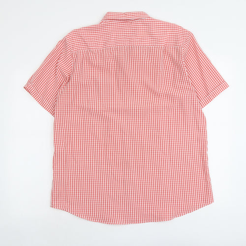 Debenhams Mens Red Check Polyester Button-Up Size L Collared Button