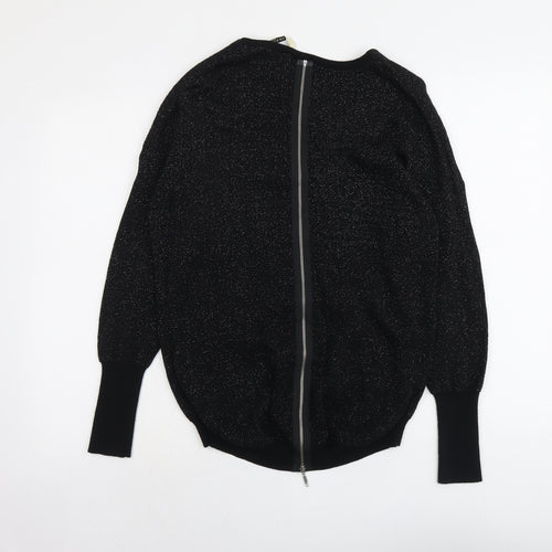 Oasis Womens Black Round Neck Cotton Pullover Jumper Size S