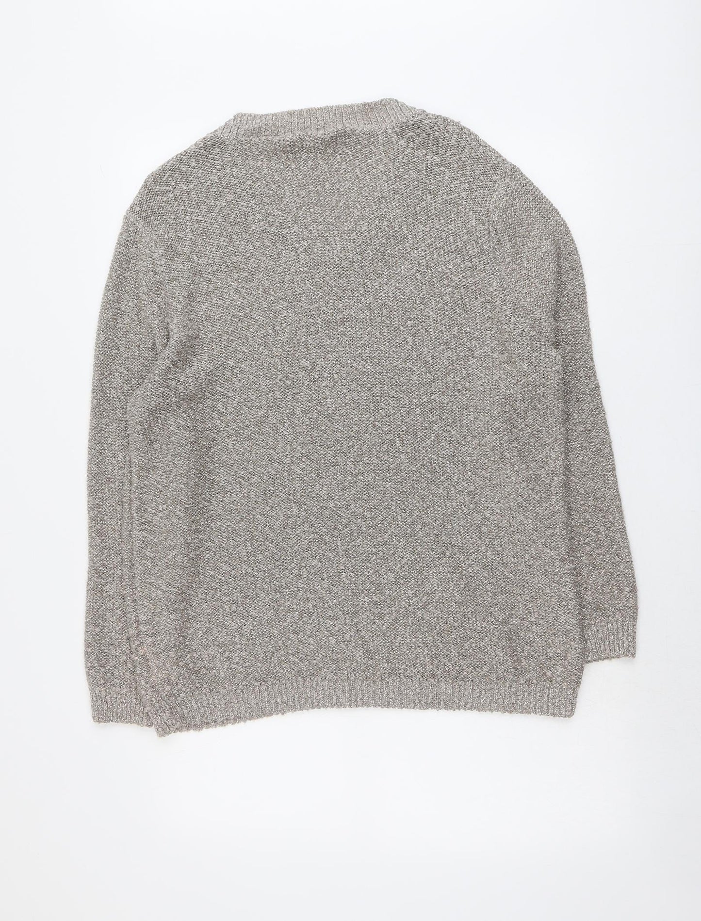 Marks and Spencer Womens Beige V-Neck Cotton Pullover Jumper Size 20