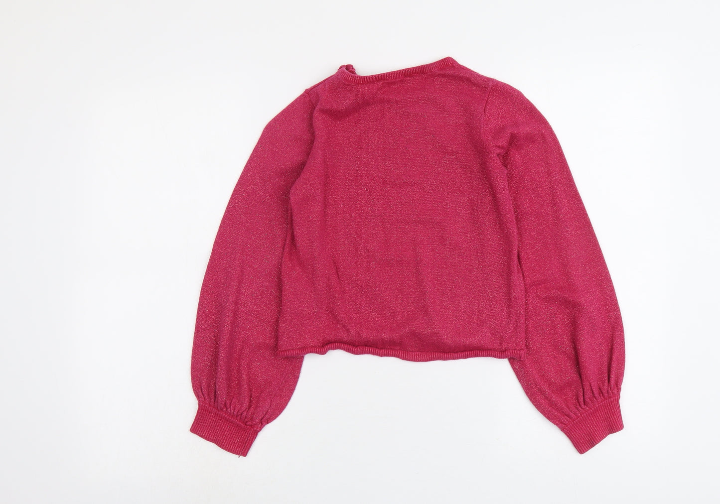 H&M Girls Pink Boat Neck Cotton Pullover Jumper Size 8-9 Years Pullover