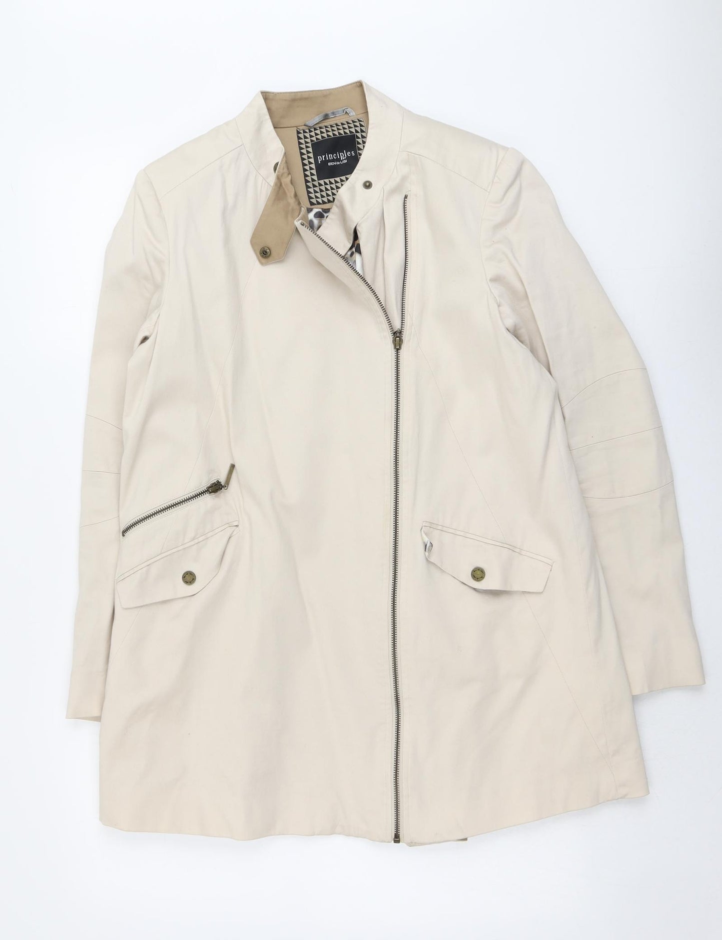 Principles Womens Beige Jacket Size 12 Zip