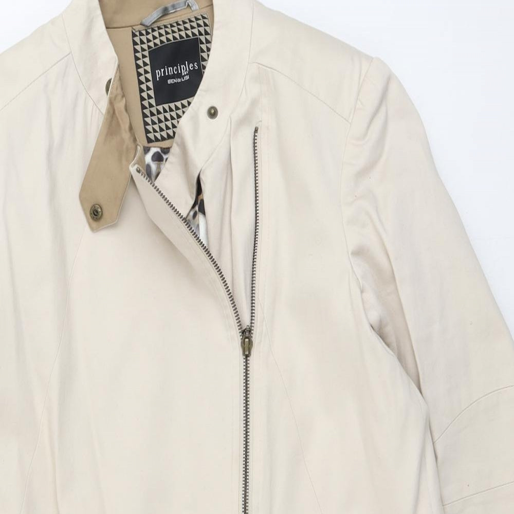 Principles Womens Beige Jacket Size 12 Zip