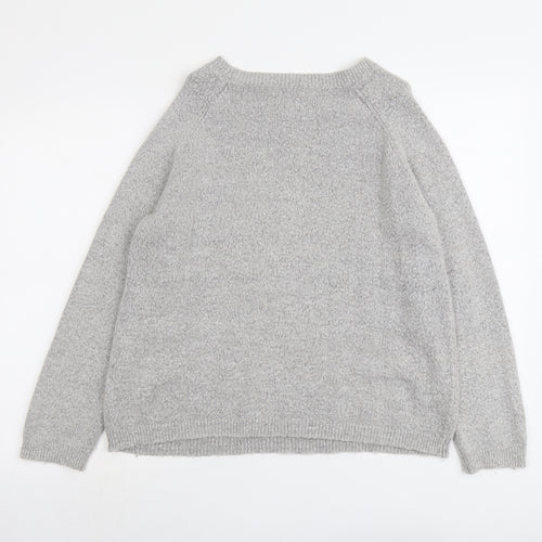 Soaked in Luxury Womens Grey Round Neck Acrylic Pullover Jumper Size L