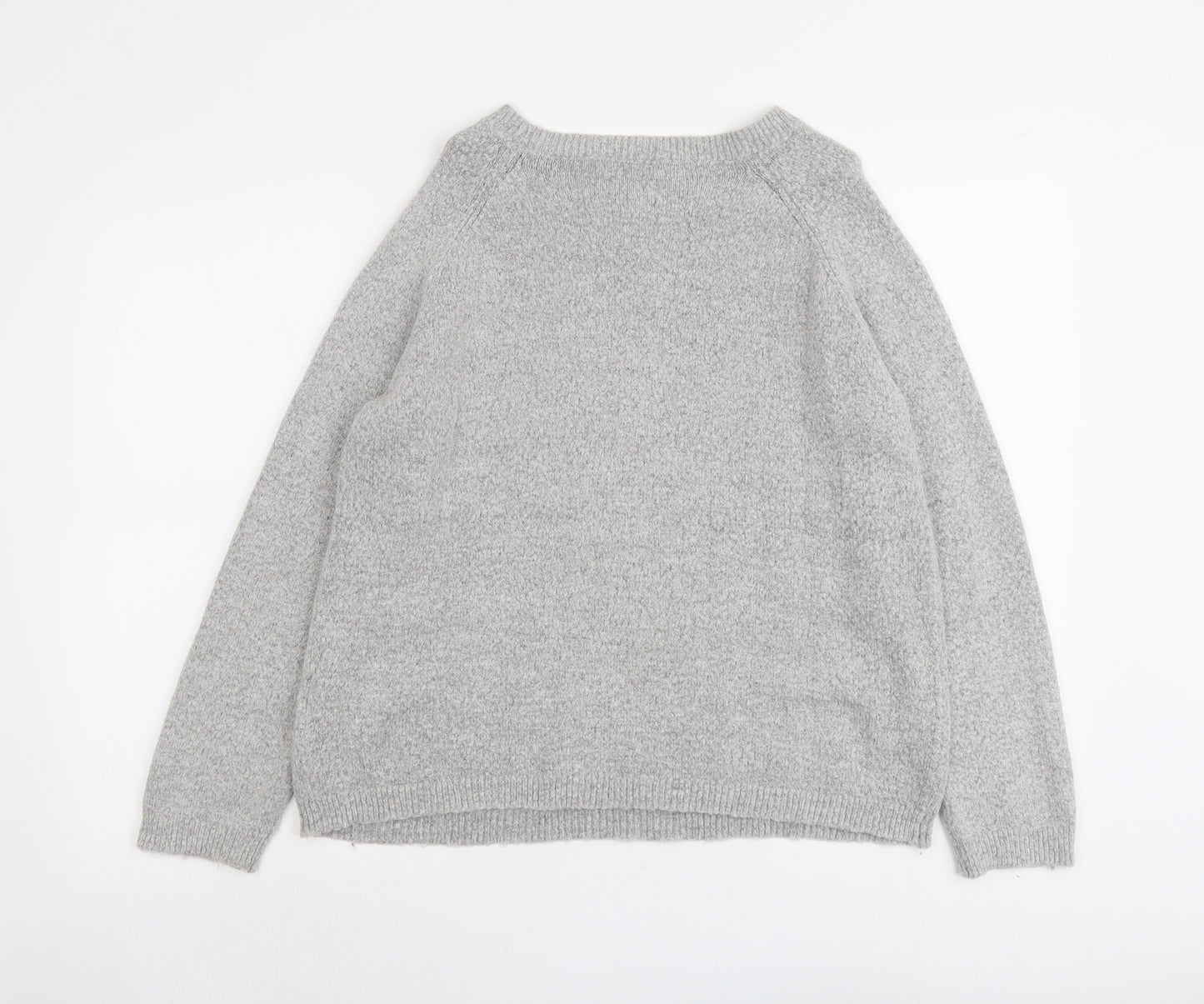 Soaked in Luxury Womens Grey Round Neck Acrylic Pullover Jumper Size L