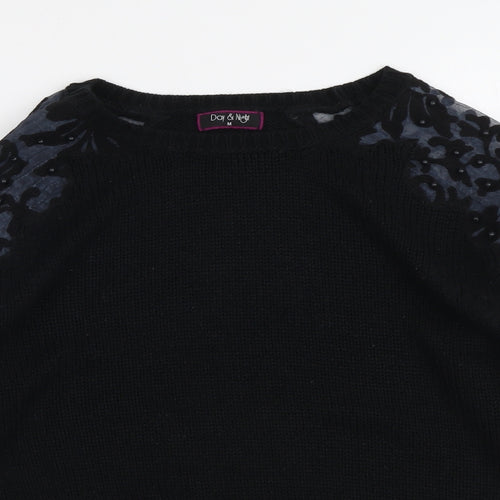 Day&Night Womens Black Round Neck Geometric Acrylic Pullover Jumper Size M