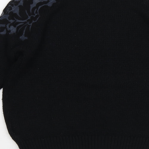 Day&Night Womens Black Round Neck Geometric Acrylic Pullover Jumper Size M