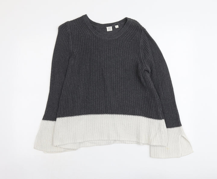 Gap Womens Grey Round Neck Cotton Pullover Jumper Size XS