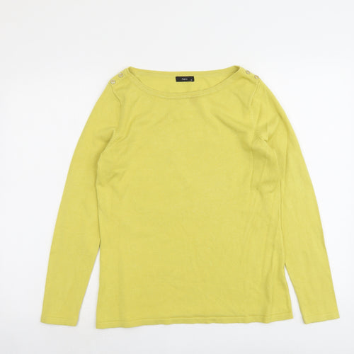 M&Co Womens Yellow Boat Neck Viscose Pullover Jumper Size 12
