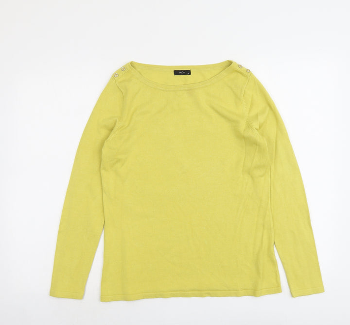 M&Co Womens Yellow Boat Neck Viscose Pullover Jumper Size 12