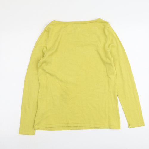 M&Co Womens Yellow Boat Neck Viscose Pullover Jumper Size 12
