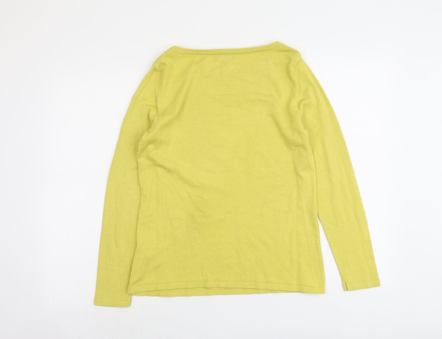 M&Co Womens Yellow Boat Neck Viscose Pullover Jumper Size 12