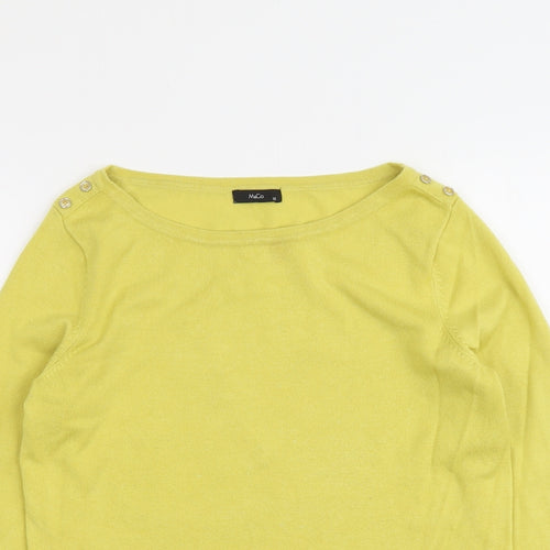 M&Co Womens Yellow Boat Neck Viscose Pullover Jumper Size 12