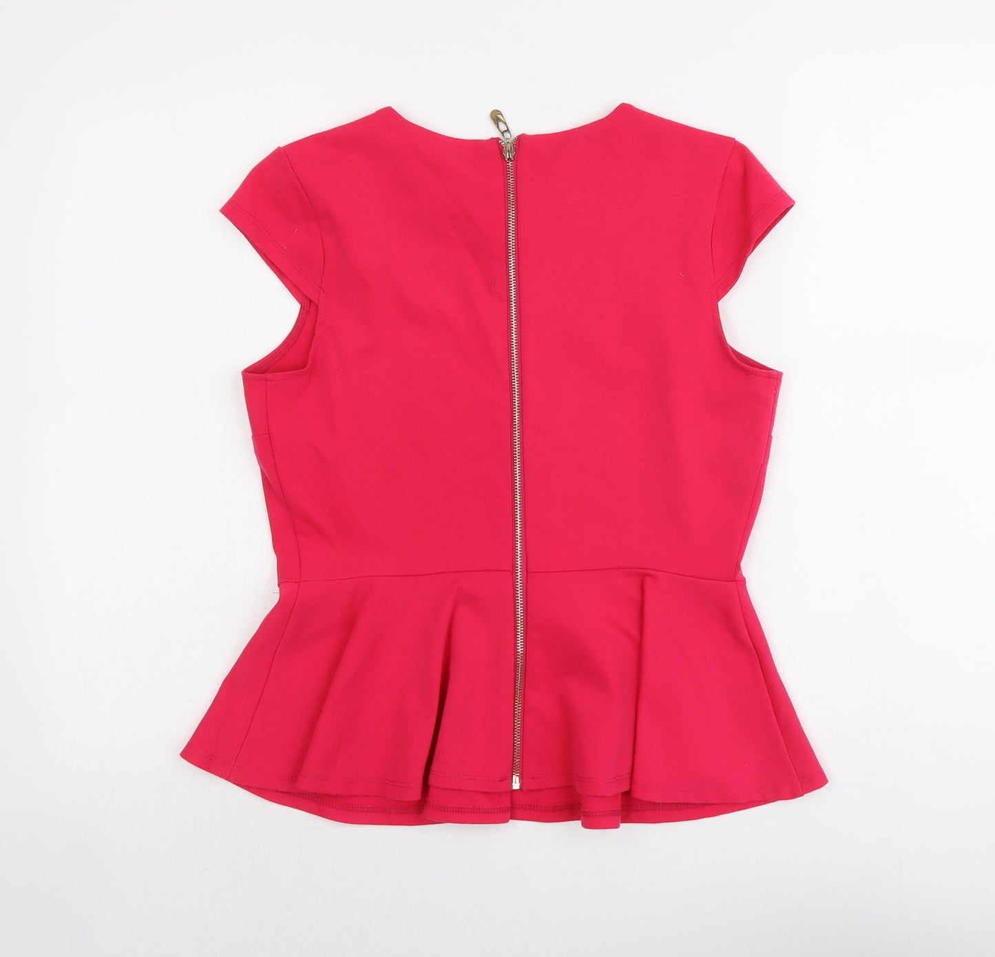 WD.NY Womens Pink Polyester Basic Blouse Size M Boat Neck - Peplum