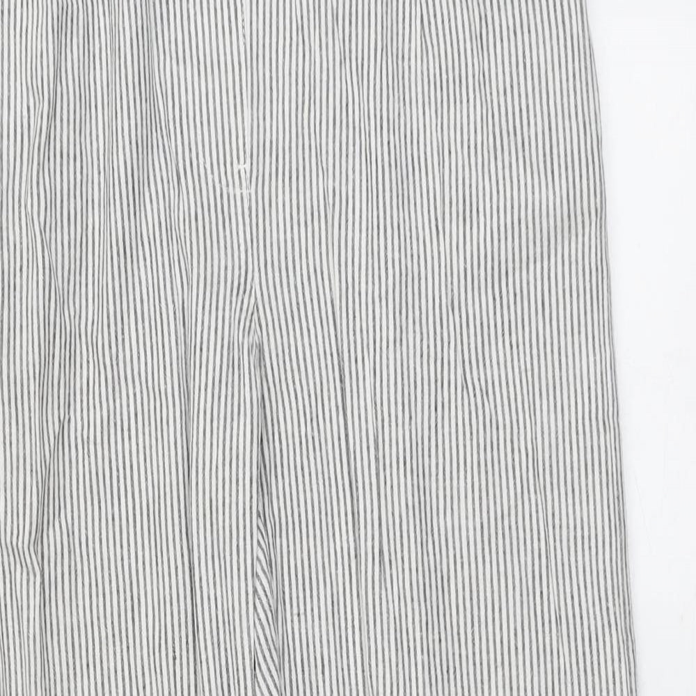 New Look Womens Grey Striped Viscose Trousers Size 12 L27 in Regular