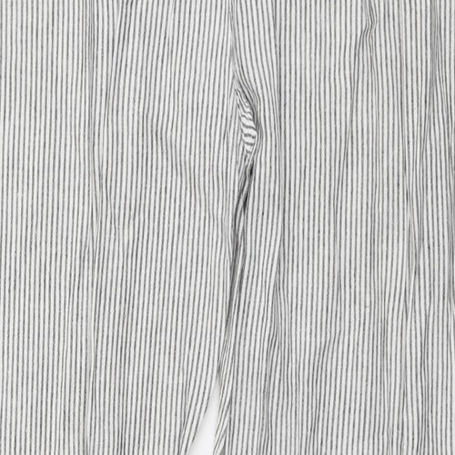 New Look Womens Grey Striped Viscose Trousers Size 12 L27 in Regular