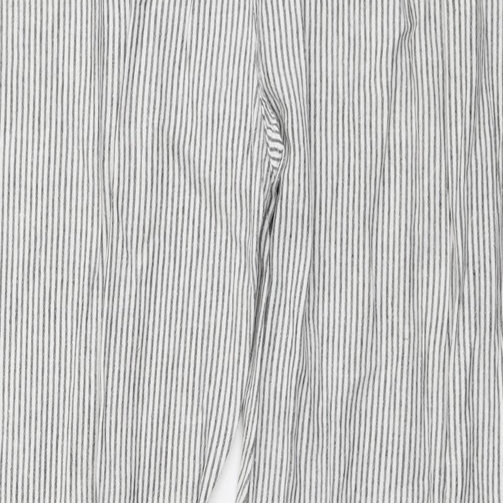 New Look Womens Grey Striped Viscose Trousers Size 12 L27 in Regular