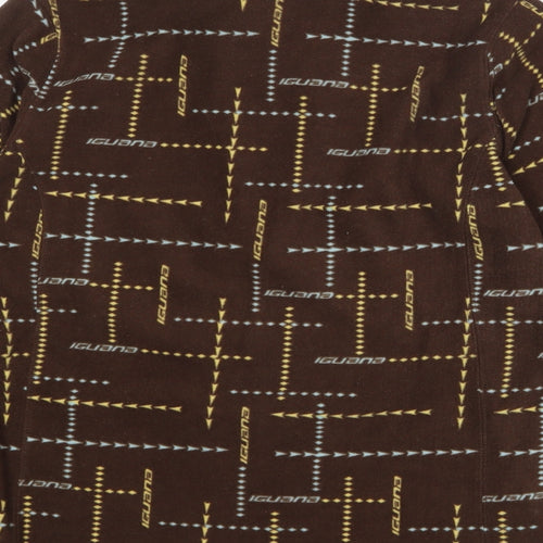 Iguana Womens Brown Geometric Polyester Pullover Sweatshirt Size 14 Zip