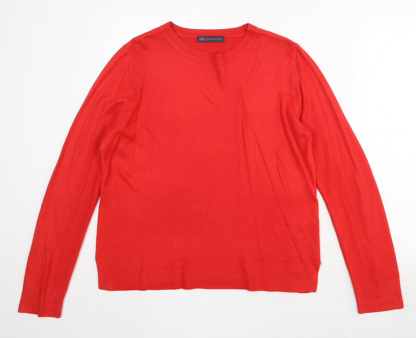 Marks and Spencer Womens Red Round Neck Acrylic Pullover Jumper Size 14