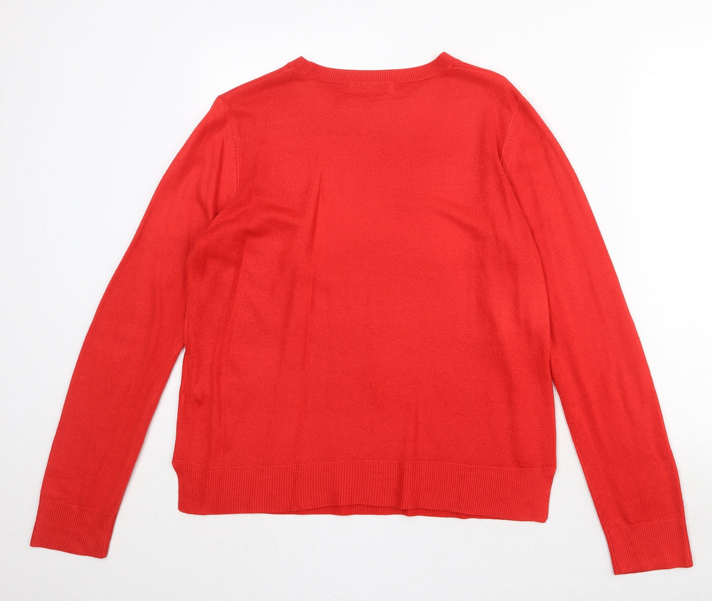 Marks and Spencer Womens Red Round Neck Acrylic Pullover Jumper Size 14