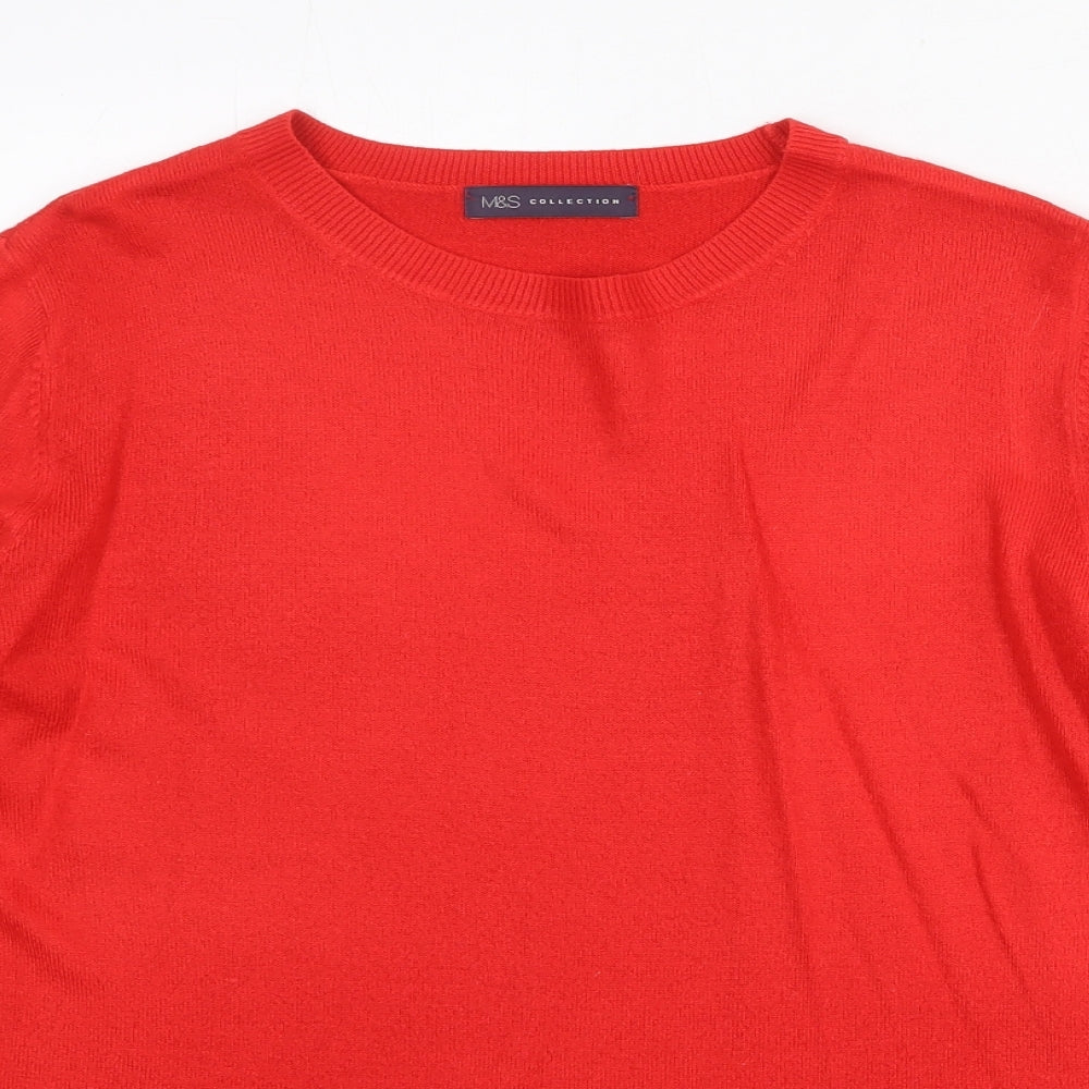 Marks and Spencer Womens Red Round Neck Acrylic Pullover Jumper Size 14