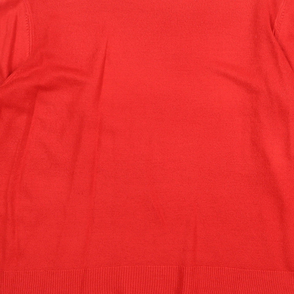 Marks and Spencer Womens Red Round Neck Acrylic Pullover Jumper Size 14