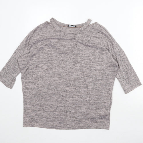 New Look Womens Grey Round Neck Polyester Pullover Jumper Size S