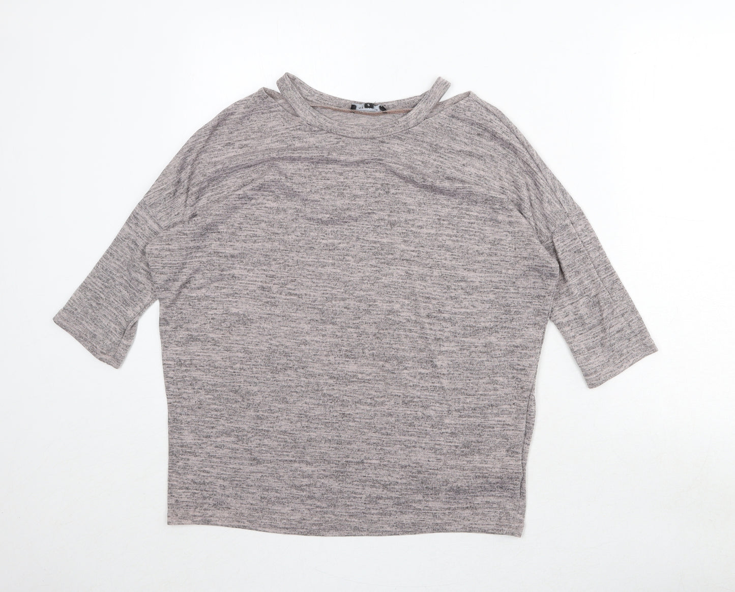 New Look Womens Grey Round Neck Polyester Pullover Jumper Size S