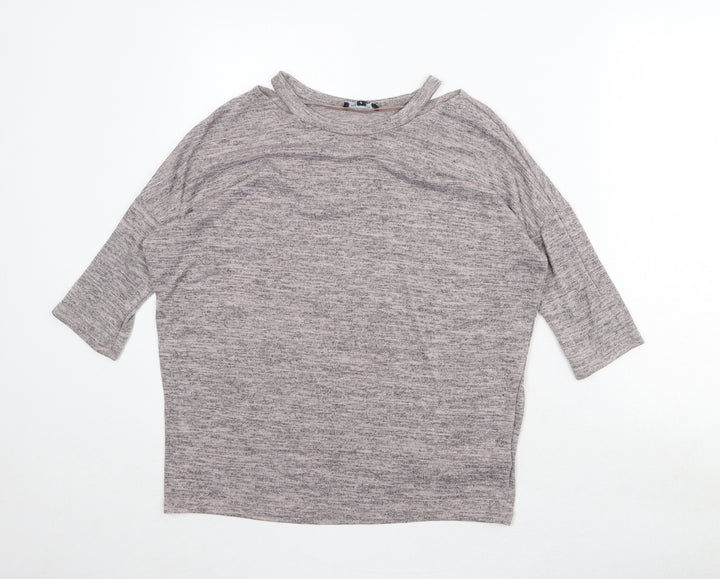 New Look Womens Grey Round Neck Polyester Pullover Jumper Size S