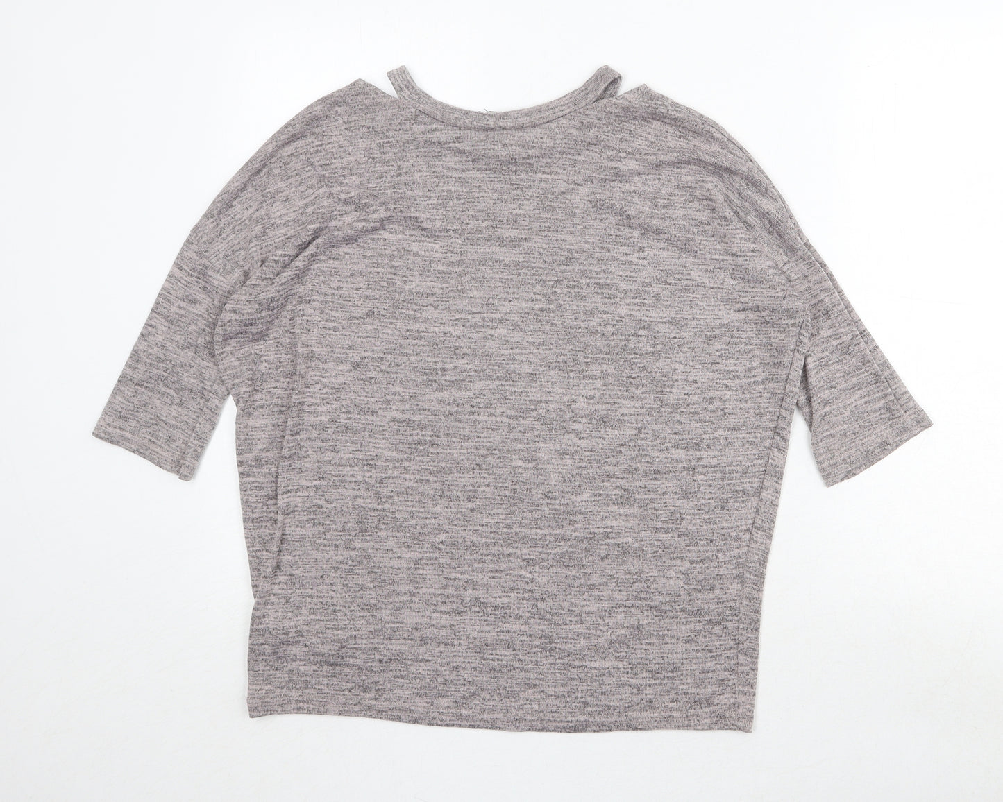 New Look Womens Grey Round Neck Polyester Pullover Jumper Size S