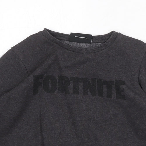 Fortnite Boys Grey Cotton Pullover Sweatshirt Size 8 Years Pullover