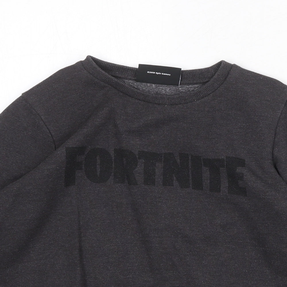 Fortnite Boys Grey Cotton Pullover Sweatshirt Size 8 Years Pullover