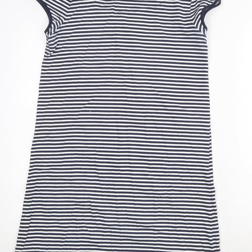 NEXT Womens Blue Striped Cotton T-Shirt Dress Size 10 Boat Neck Pullover