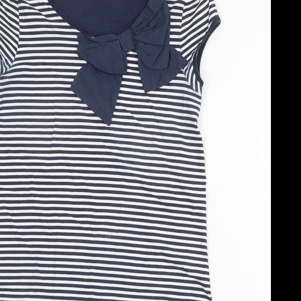 NEXT Womens Blue Striped Cotton T-Shirt Dress Size 10 Boat Neck Pullover