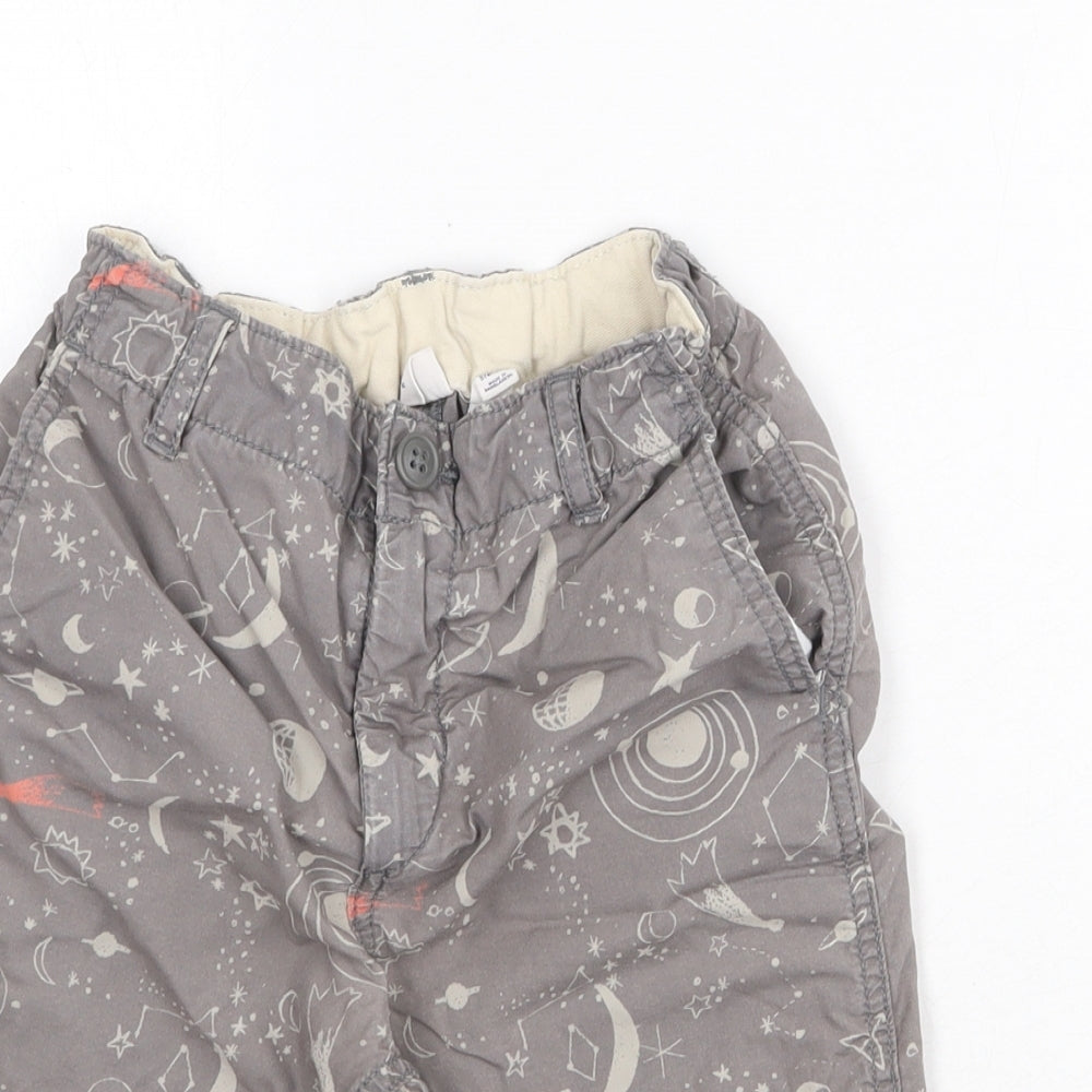 Gap Boys Grey Geometric 100% Cotton Chino Shorts Size 8 Years Regular Zip - Space Pattern