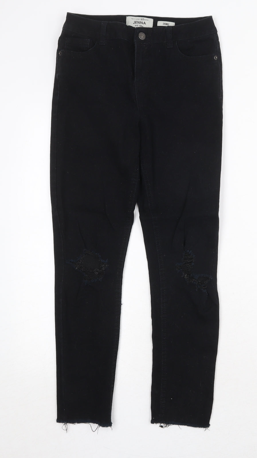 New Look Girls Black Cotton Skinny Jeans Size 13 Years Regular Zip