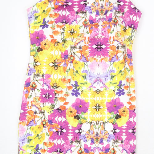 Body Flirt Womens Multicoloured Floral Polyester Pencil Dress Size S Boat Neck Pullover