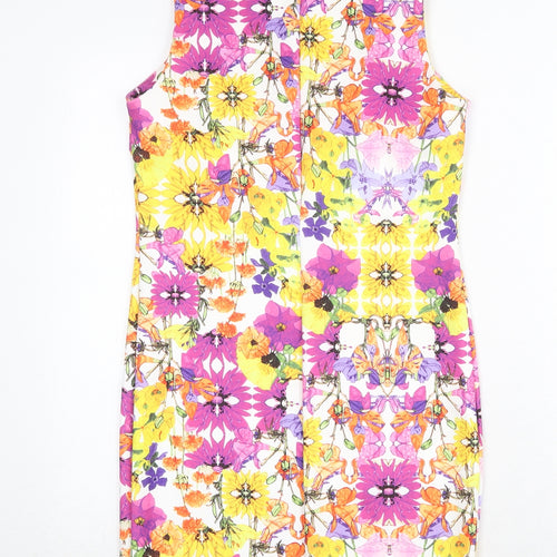 Body Flirt Womens Multicoloured Floral Polyester Pencil Dress Size S Boat Neck Pullover