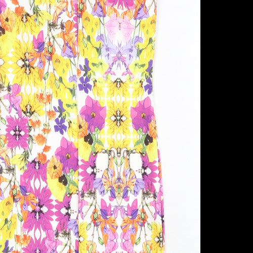 Body Flirt Womens Multicoloured Floral Polyester Pencil Dress Size S Boat Neck Pullover